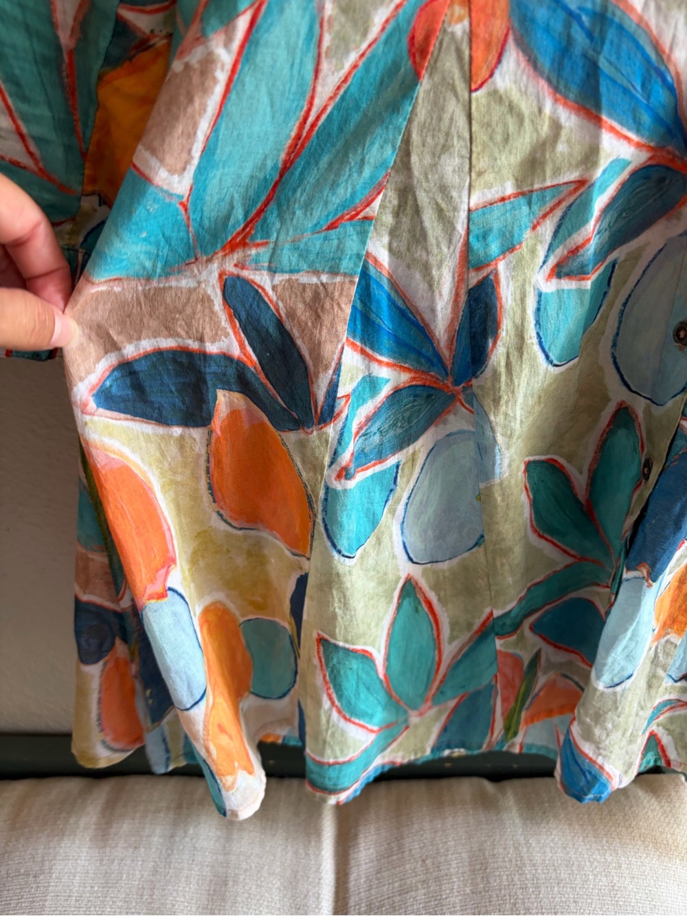 Nic + Zoe Floral Citrus Grove Button Up Tunic Top Size XS Watercolor Artsy - Picture 8 of 12